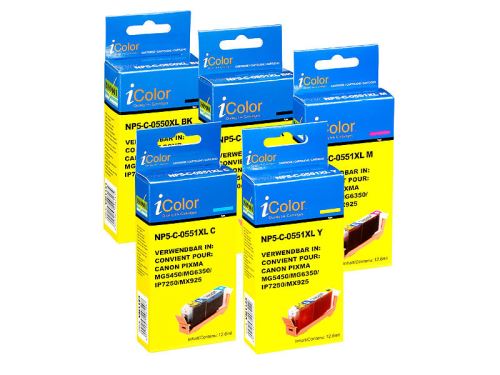 Pack 5 cartouches compatibles Canon CLI-551 XL + PGI-550 XL