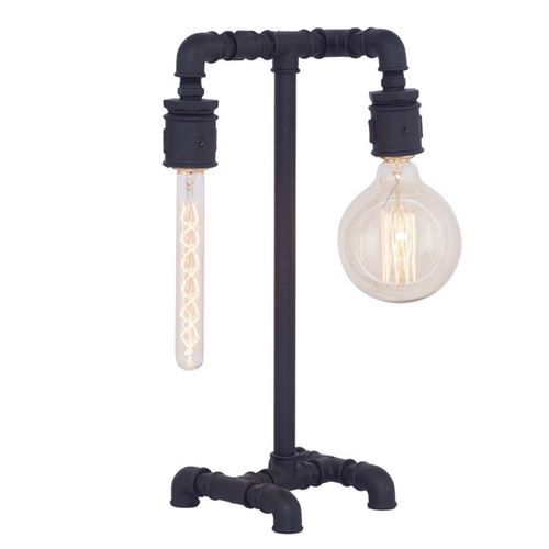 HOMEMANIA Lampe de Bureau Metal - pour Bureau, Table de Chevet - Noir en Métal, 25 x 17 x 48 cm, 2 x E27, 40 W