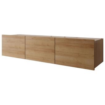 Alix - meuble tv modulable 150 cm - 3 portes - Effet chêne - 1