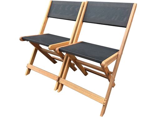 Chaise pliante en bois exotique Seoul - Maple - Noir - Lot de 2