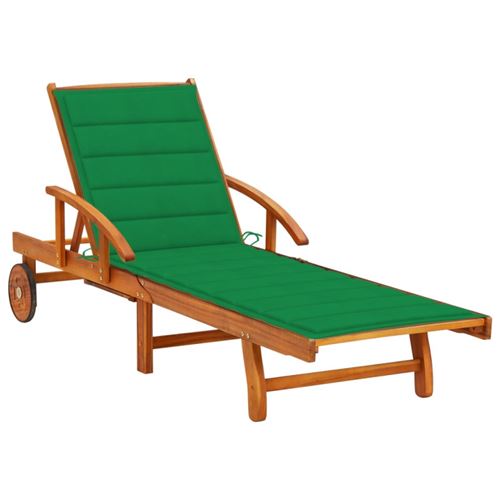 Non Communiqué Bois Chaise Longue De Jardin Avec Coussin D Acacia Solide