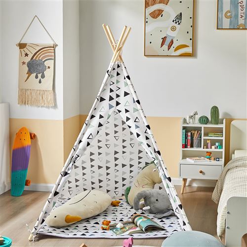 SoBuy® OSS03-A02 Tipi Enfant Tente pour Enfant avec Tapis De Sol Indian Teepee Tente de Jeu pour Enfants