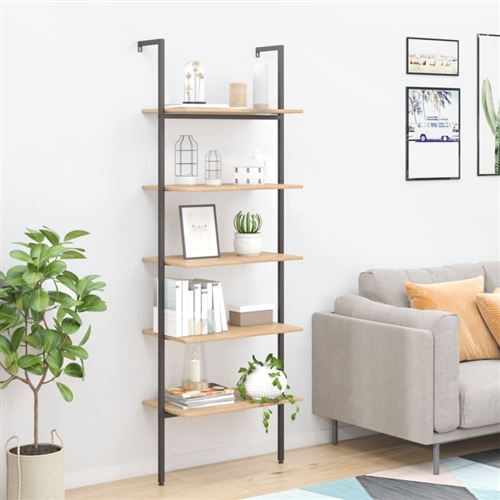 vidaXL Étagère inclinée à 5 niveaux Marron clair et noir 64x35x185cm336385