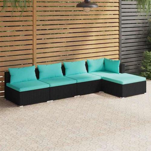 Non Communiqué Noir Salon De Jardin Modulable Vidaxl Resine Tressee Bleu 5 Pieces 5 Personnes