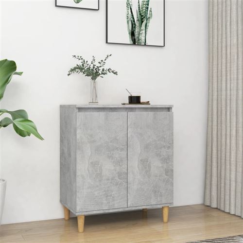 vidaXL Buffet avec pieds en bois Gris béton bois d'ingénierie