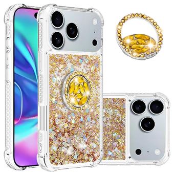 Étui Pour de téléphone iphone 17 Pro Max avec beu d'anneau Bague Bague Protection antichoc Débit de sable mousseux GANGXUN Doré - 1
