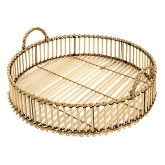Plateau Déco en Bambou "Tressage" 40cm Naturel - 1