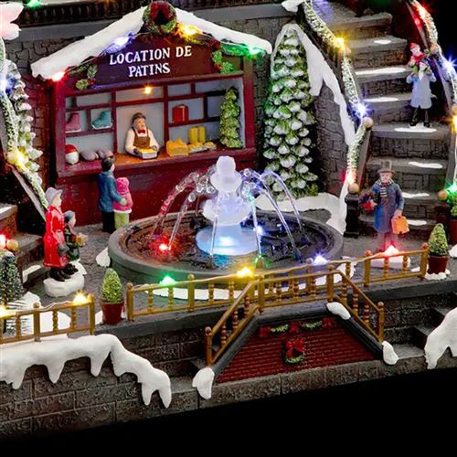 Village de Noel patinoire et fontaine anime et lumineux Multicolore Feeric lights and christmas Article et decoration de fete Achat prix fnac