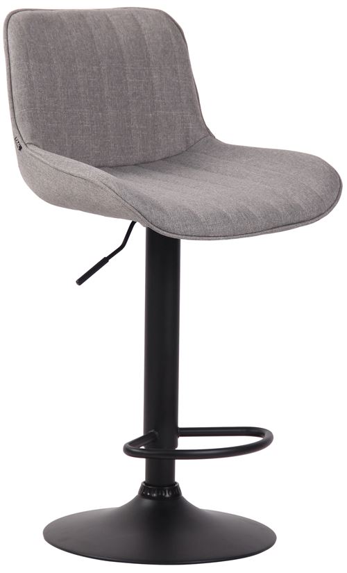 Tabouret de bar Lentini en Tissu avec Hauteur réglable et Piètement trompette en Métal , Gris/Noir