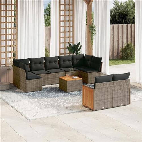 VIDAXL - Salon de jardin - 9 places - Gris - Image 2