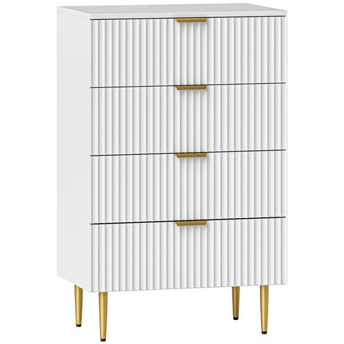 HOMCOM - Commode 4 tiroirs - Design cannelé - Blanc - Image 2