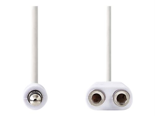 Nedis - Répartiteur audio - mini-phone stereo 3.5 mm mâle pour mini-phone stereo 3.5 mm femelle - 20 cm - blanc - rond