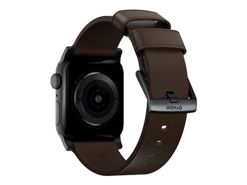 Nomad Modern Strap - Limited Edition - bracelet de montre pour montre intelligente - 150 - 210 mm - brun, black hardware - pour Apple Watch (42 mm, 44 mm)