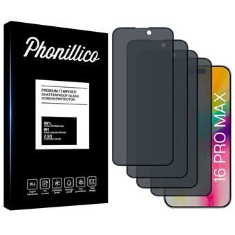 Verre Trempé pour iPhone 16 PRO MAX [Pack 4] Film Noir Anti Espion Vitre Protection Ecran Phonillico® - 1