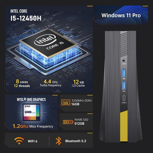 Mini Gaming PC] Intel Core i9-11900H, up to 4.9GHz, 16GB DDR4 Dual Channel  512GB M.2 NVMe SSD, Mini PC [3 Adjustable Mode/RGB Lights] Mini Computers  4K Triple Display, Desktop Computer WiFi6, BT5.2 