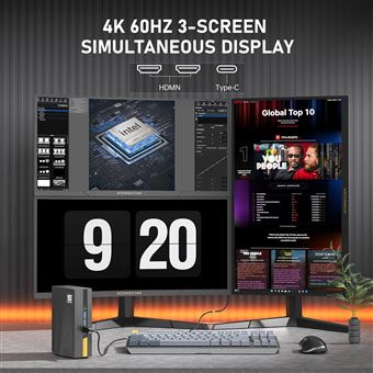 ACEMAGICIAN Mini Gaming PC, AMD Ryzen 5 5600U(up to 4.2GHz), 16GB DDR4 RAM  512 NVME SSD Mini Desktop Computer, Windows 11 Pro, RGB Light, WiFi 6  Bluetooth 5.2, 3 Screens Display, HDMI