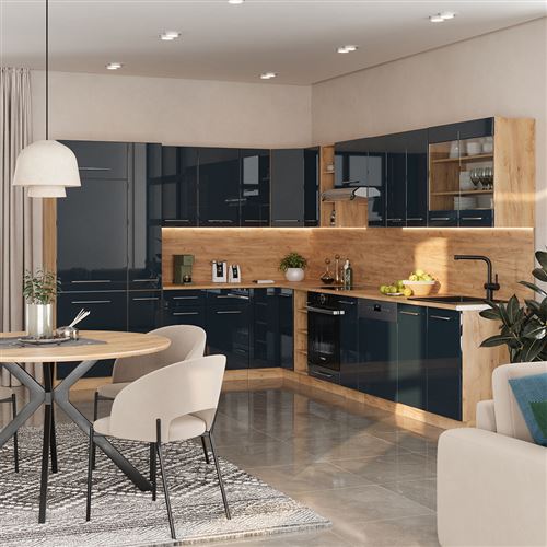 Vicco Cuisine En Angle Fame-Line, Chêne Doré/anthracite, 227x60cm Sans Pt 93187324