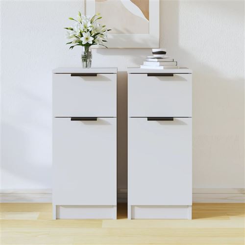 VIDAXL - Buffet - Lot de 2 - Blanc - 30x30x70 cm - Image 2