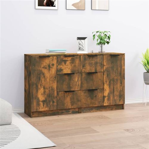 Non Communiqué Brun Buffets 2 Pcs Chêne Fumé 60X30x70 Cm Bois D Ingénierie
