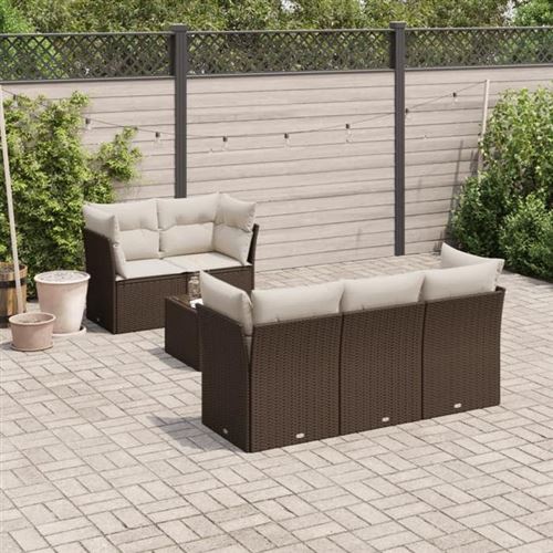 Non Communiqué Marron Salon De Jardin Modulable Vidaxl Rotin 6 Pieces X 124 X 69