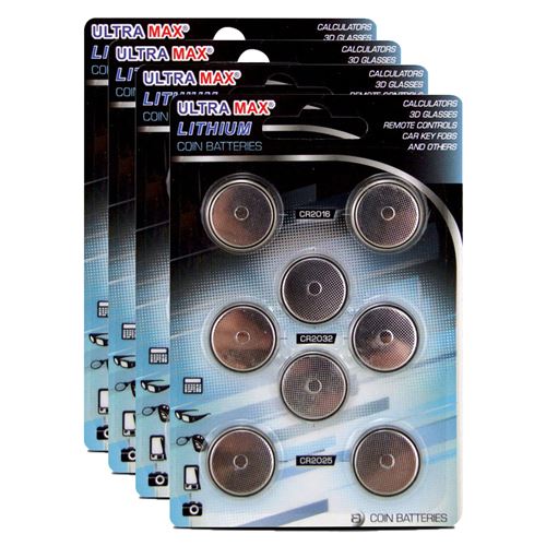 Lot de 32 piles bouton au lithium 3V 2 x CR2016 2 x CR2025 4 x CR2032, assortiment de 8 piles pour montres calculatrice - JUANIO -