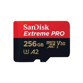 SanDisk Extreme PRO - Carte mémoire flash (adaptateur microSDXC vers SD inclus(e)) - 256 Go - A2 / Video Class V30 / UHS-I U3 / Class10 - microSDXC UHS-I - 1