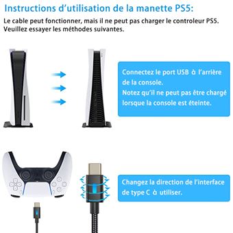 Cable de charge tressé noir Type-C 3M pour Switch