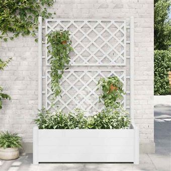 vidaXL Jardinière avec Treillis Lit Surélevé de Jardin Boîte à Fleurs Bac à Plantes Boîte de Plantation Extérieur Patio 313983 - 1