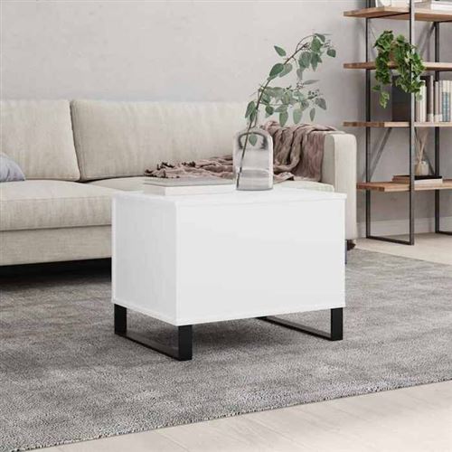 Vidaxl Blanc Table Basse 60X44,5X45 Cm Bois D'ingénierie 830956 - Image 2