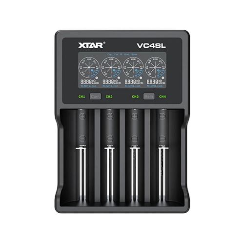 Chargeur de batterie cylindrique Xtar VC4SL pour 4 piles rechargeables AAA AA 18650