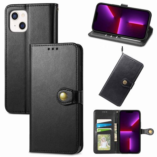 MPFRANCE Housse pour iPhone 13 Noir [Porte Carte, etui portefeuille, boucle]