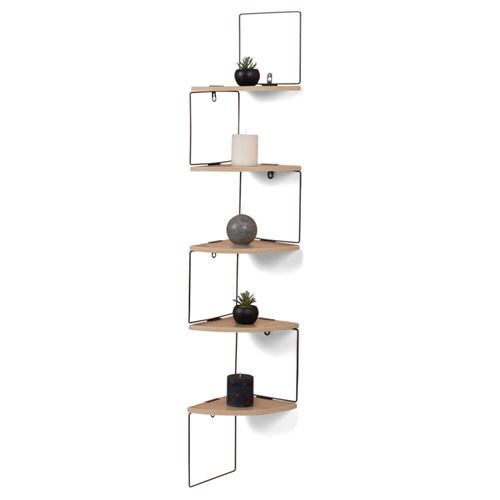 Etagère murale d'angle ISA 5 niveaux bois et métal design industriel