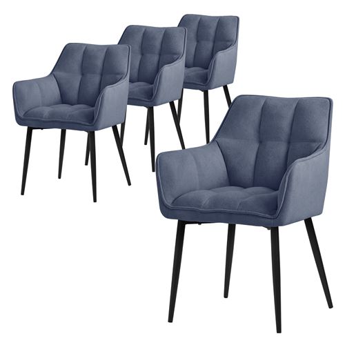 Non Renseigné Bleu Ml-Design Lot De 4 Chaise De Salle À Manger En Tissu Eponge, Chaise Cuisine Avec - Image 3