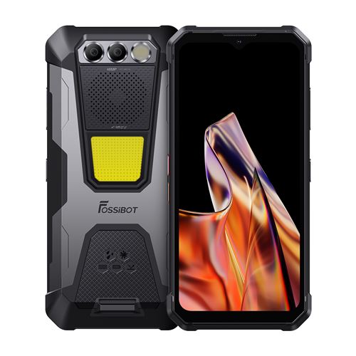 FOSSiBOT F106 Pro Gris 103db volume élevé 3W lumières de camping Smartphone robuste 12000mAh 6,58 pouces FHD + 8(+7)Go +256 Go NFC Double SIM 4G Android 13