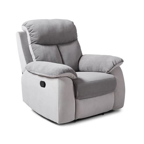Fauteuil relax manuel - Tissu Gris clair et Gris foncé - L 97 x P 94 x H 101 cm - BELEM