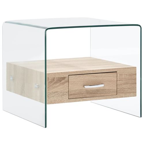 vidaXL Table basse avec tiroir 50 x 50 x 45 cm Verre trempé