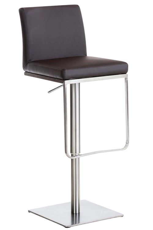 CLP Tabouret de bar Panama en similicuir avec pied en métal , Marron/Acier inoxydable