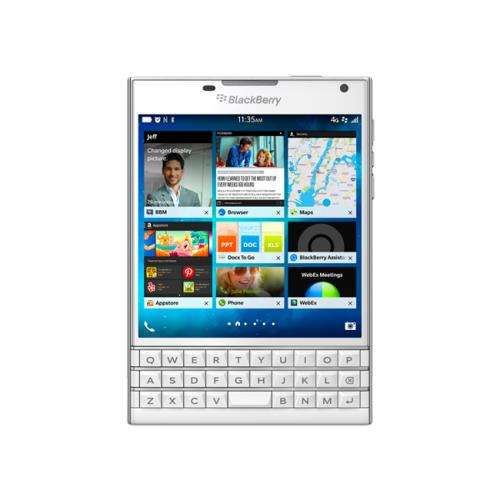 BlackBerry Passport - 4G smartphone BlackBerry - RAM 3 Go / Mémoire interne 32 Go - microSD slot - Écran LCD - 4.5 - 1440 x 1440 pixels - rear camera 13 MP - front camera 2 MP - blanc