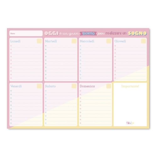 Bloc-Notes Semainier A4 Carouge Blue & Pink Ita