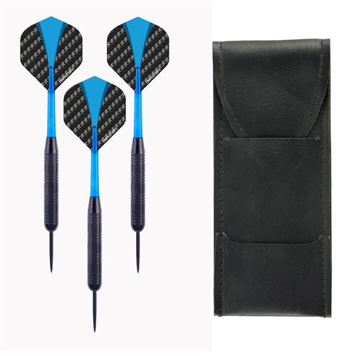 Set de 3 fléchettes pointe acier avec étui similicuir 23 gr