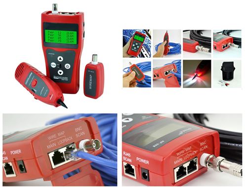 Testeur Professionnel Pour Réseau RJ45 RJ11 USB BNC Teste la longueur (RJ45) Cartographie (RJ45 BNC) Repère (RJ45 RJ11 BNC USB)
