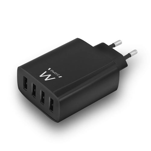 Ewent EW1314 Chargeur de téléphones Portables Intérieur Noir - Chargeurs de téléphones Portables (Intérieur, Secteur, Noir)