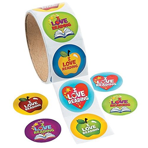 1 rouleau, j'aime lire des autocollants, 100 autocollants ronds en papier Total env. 1,5 (1-Pack)