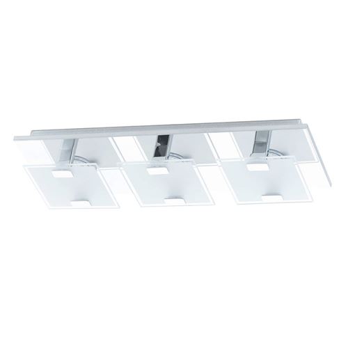 Plafonnier LED 3 lumières en métal chromé et verre longueur 40.5cm Vicaro gris gris