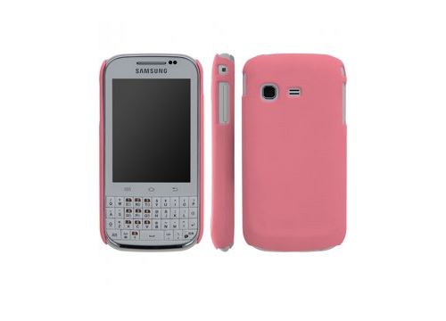 Coque rigide Rose pour Samsung Galaxy Chat B5330 aspect mat toucher rubber gomme