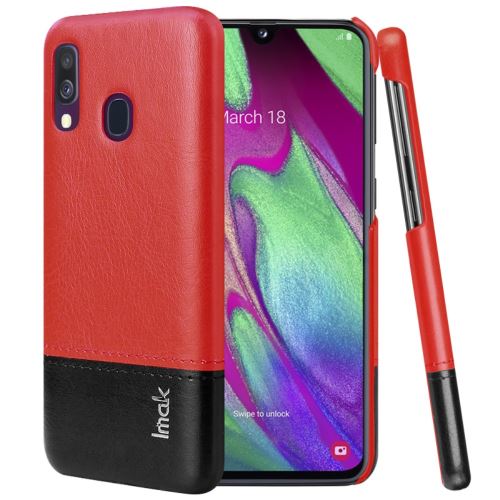 Coque en TPU + PU avec anti-déflagrant rouge/noir pour votre Samsung Galaxy A40