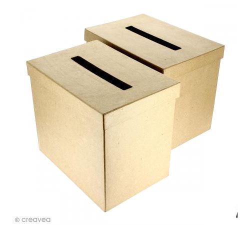 Urnes Rectangulaires à décorer en papier maché - 26 x 18 x 22 cm - 2 pcs