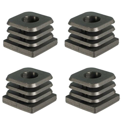 4x Embout de tube rentrant carré 22 x 22 mm taraudé pour vis M8 pied réglable noir