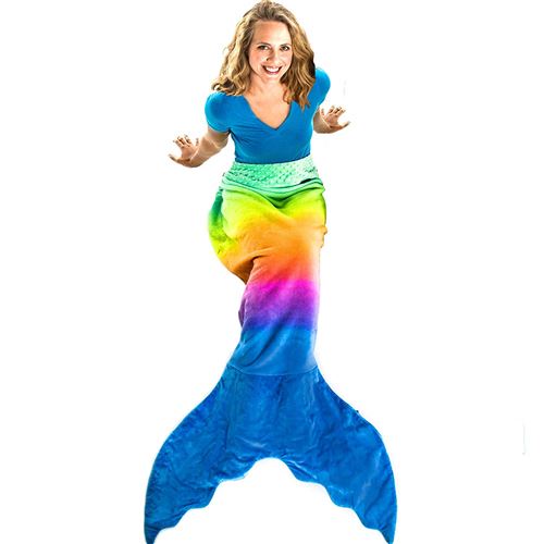 Doudou pour bébé Tails Queue de sirène Couverture (Taille adulte/ado), Polaire, Rainbow Ombre, Adult/Teen