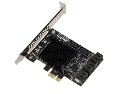 Carte Controleur PCI Express PCIe vers SATA 3 6G. 8 Ports avec CHIPSET ASMedia ASM1061 - PCIe 2.0 4X